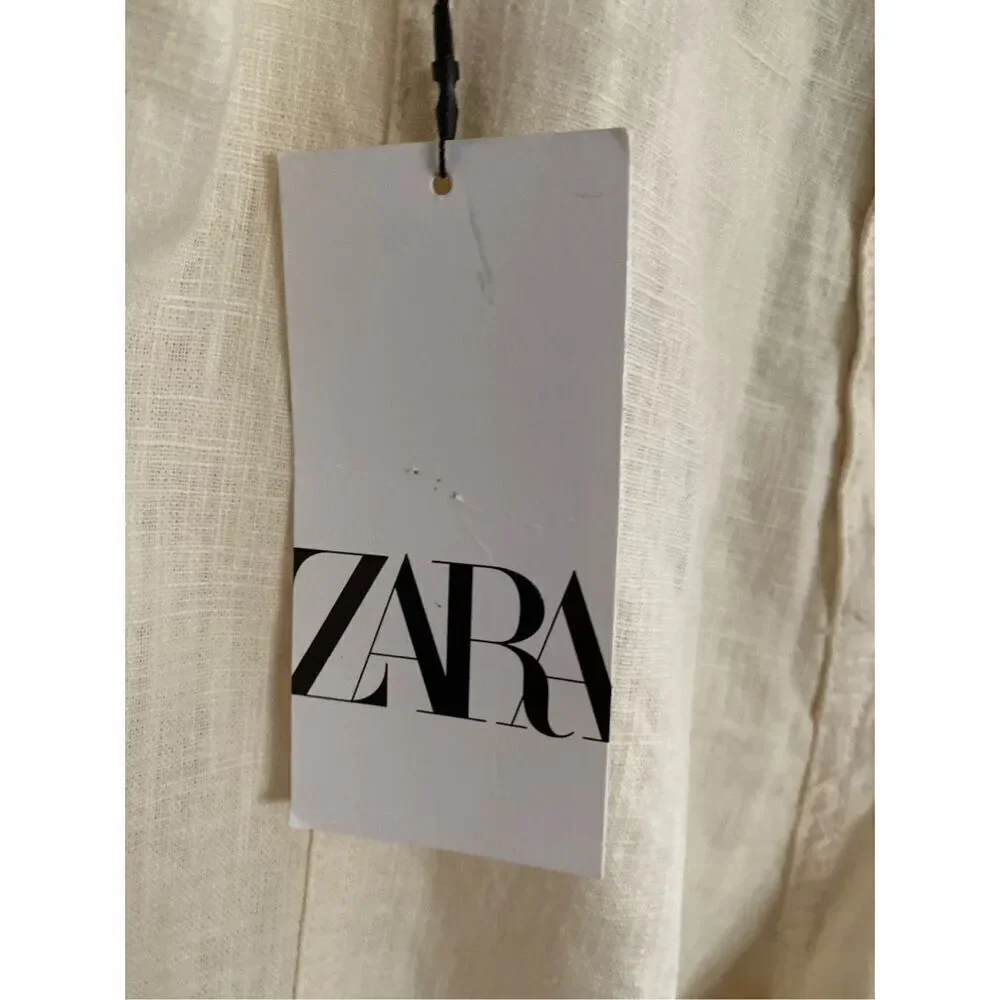 Zara NWT women’s linen blend relaxed fit belted pants size 30